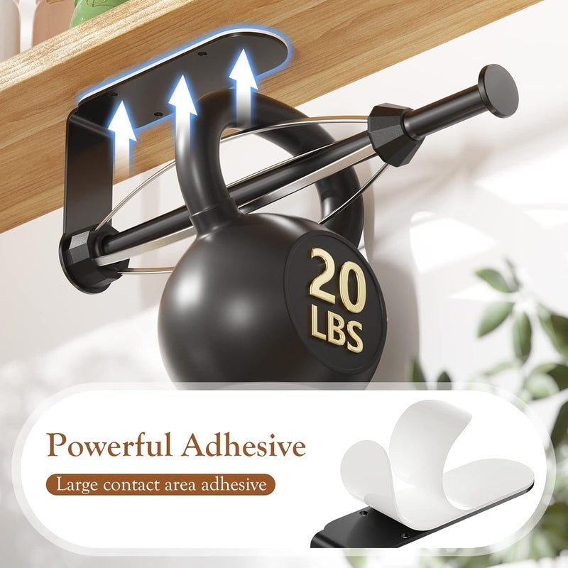 Winproper Paper Towel Holder Under Cabinet, Single Hand Operable Wall Mount with Damping Effect, Self-Adhesive or Drilled Paper Roll Holders for Kitchen, Bathroom, RV(2 Towel Robe Hooks) - Image 5